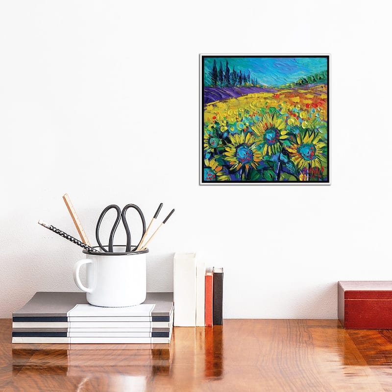 iCanvas "Happy Tournesols" by Mona Edulesco Framed Canvas Print
