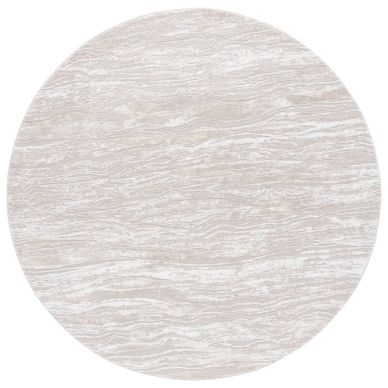 SAFAVIEH Carter Vianne Modern & Contemporary Rug - 6'7" Round - Ivory/Taupe