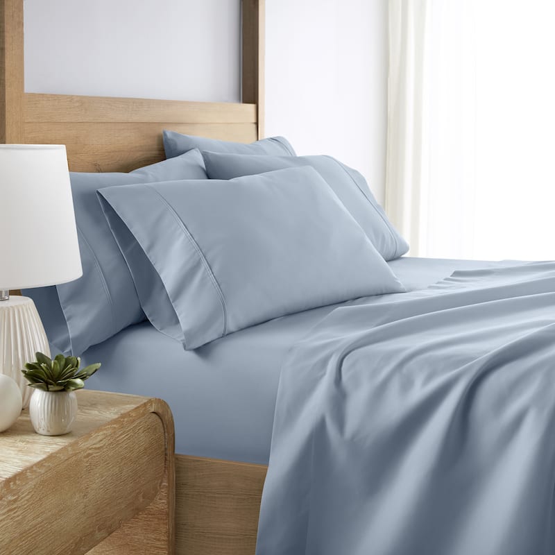 Becky Cameron Double Brushed Deep Pocket 6 Piece Sheet Set - Twin - Light Blue