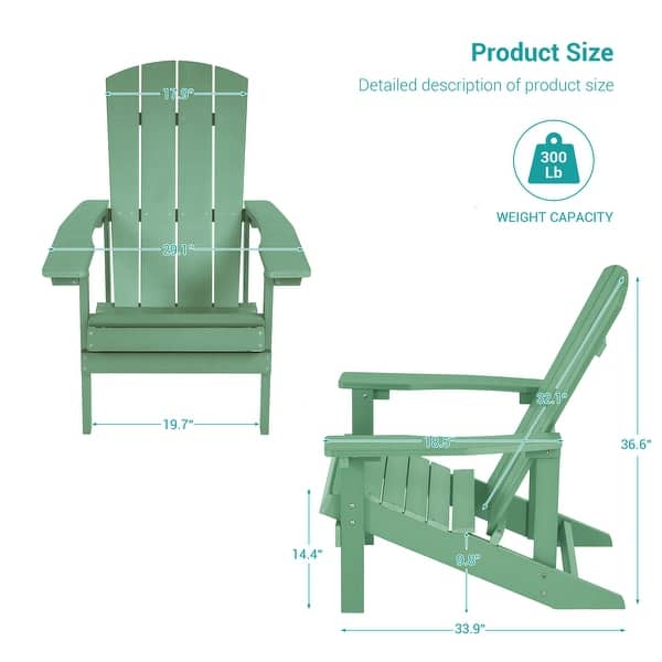 dimension image slide 9 of 10, Bonosuki Patio Faux Wood Adirondack Chair Weather Resistant-Set of 2