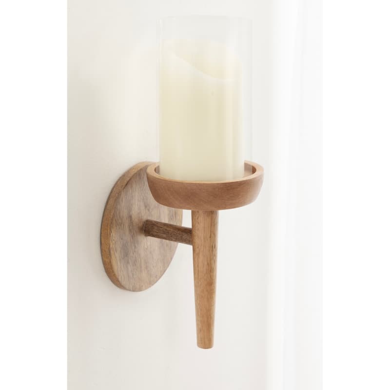 Kate and Laurel Shae Wood and Glass Wall Sconce