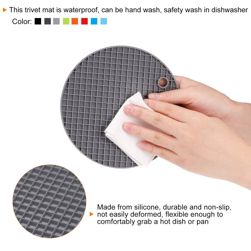 Silicone Trivet Mats 2pcs, Round Hot Pan Pads Drying Mat - Orange, Light Blue - Orange, Light Blue