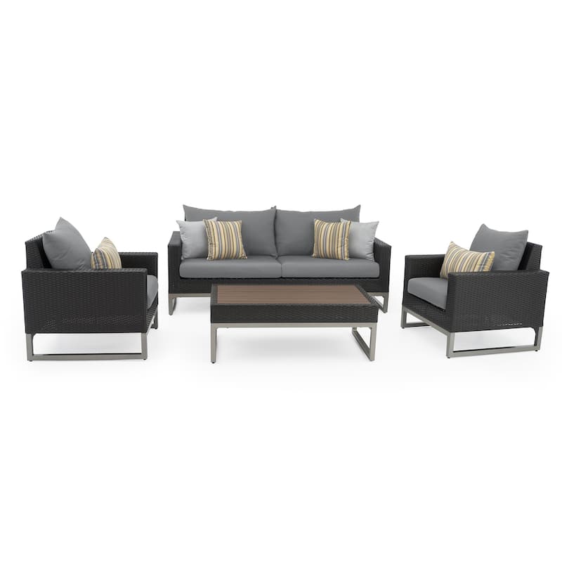 Milo Espresso 4 Piece Sunbrella Outdoor Patio Seating Set