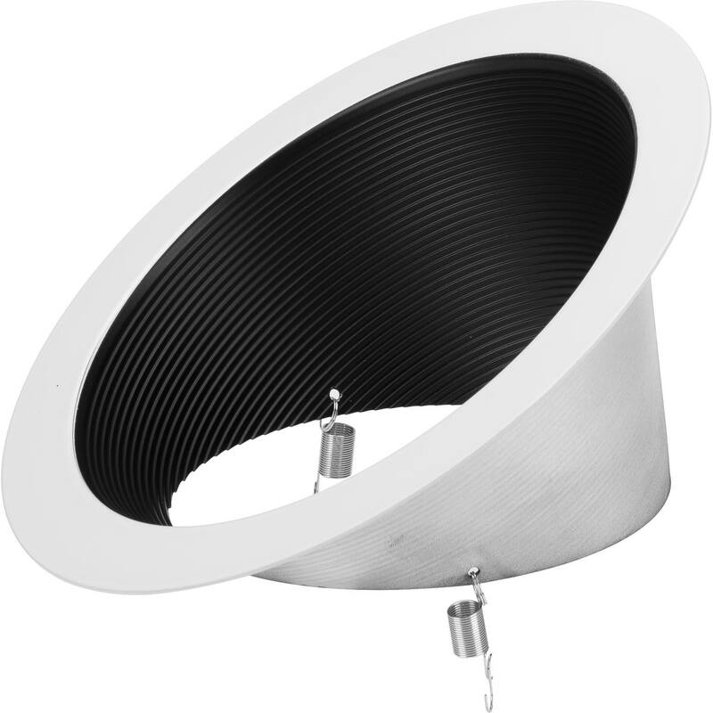 6 in. Black Recessed Sloped Ceiling Step Baffle Trim for 6 in. Housing - Medium
