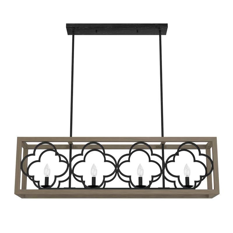 Hunter Gablecrest 4-Light Linear Chandelier - Kitchen Island, Dining Room - Modern Farmhouse, French Country, Distressed