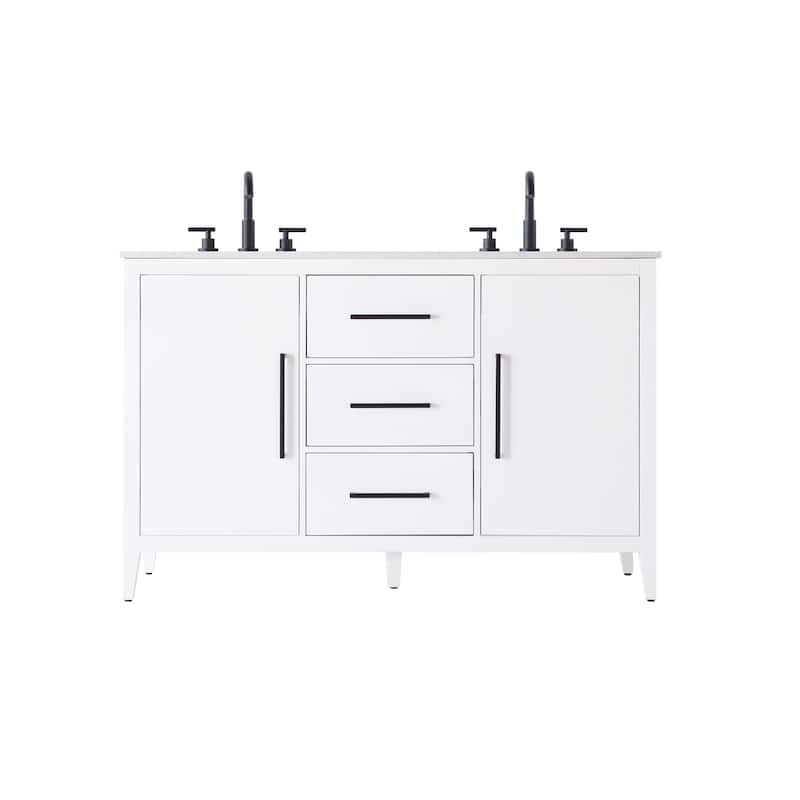 Elegant Lighting VF29354D Millie 54" Free Standing Double Basin Vanity - White