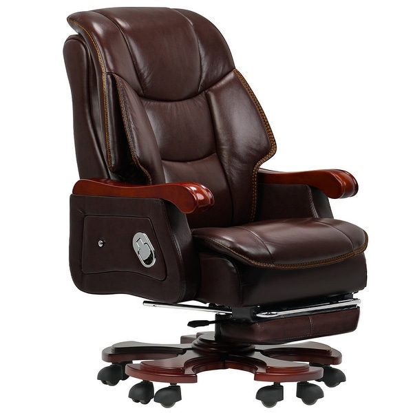 Kinnls Jones Big Tall Executive Office Chair With Massage Genuine Leather Desk Chair On Sale Bed Bath Beyond 39122326