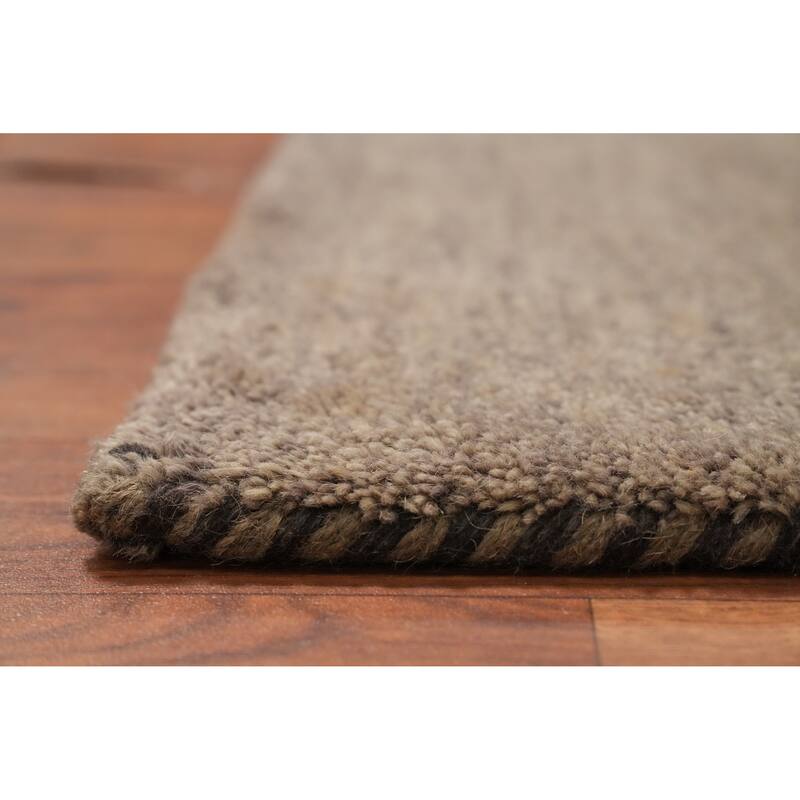 Hand Knotted Oriental 100% Wool Carpet Modern Stripe Brown Gabbeh Runner Rug - 9' 9'' X 2' 9''