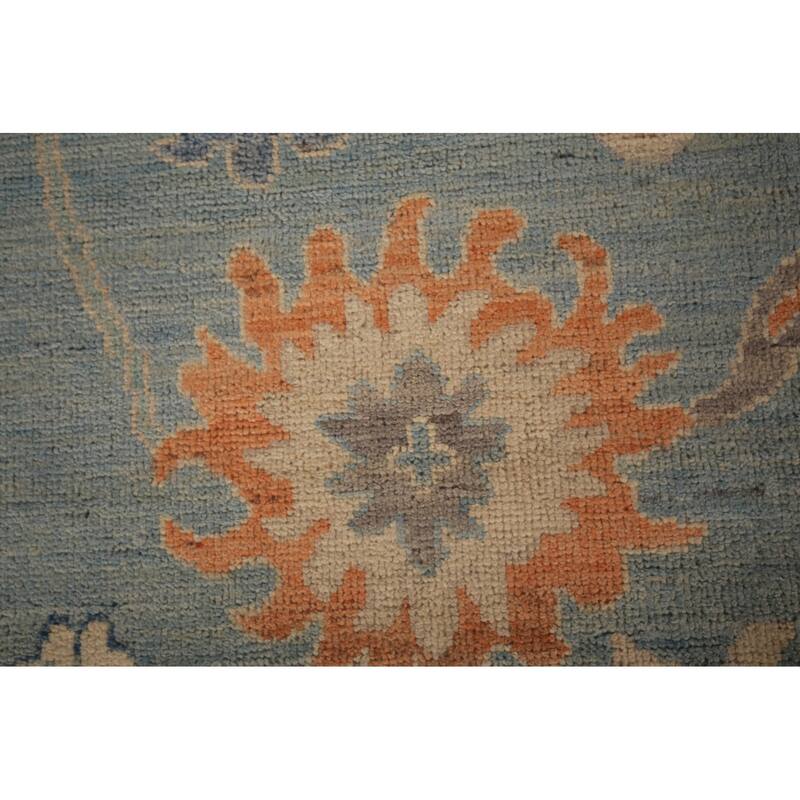Vegetable Dye Oushak Turkish Area Rug Hand-Knotted Floral Wool Carpet - 8'0" x 9'9"