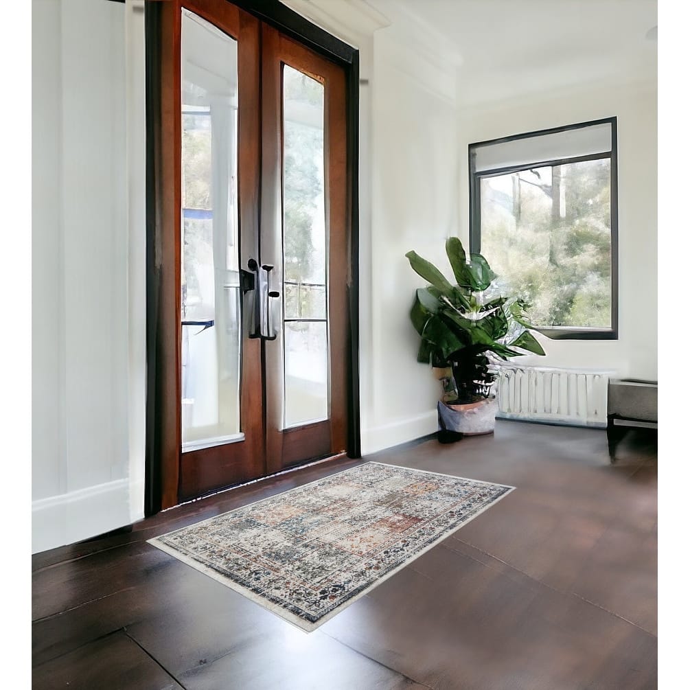 Ceme Distressed Stain Resistant Woven with Fringe Soft Durable Area Rug By HomeRoots - 39' X '25' X '0.39