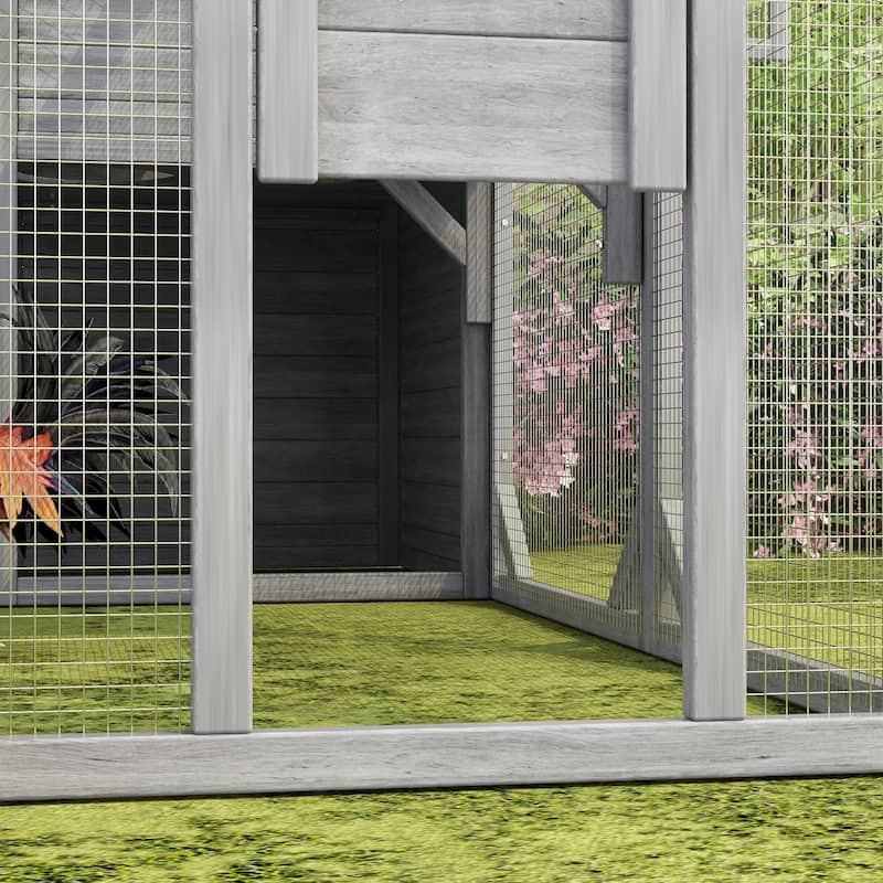 Multi-Functional Wood Chicken Coop Hen House or Cat Cage with Wire Mesh Run