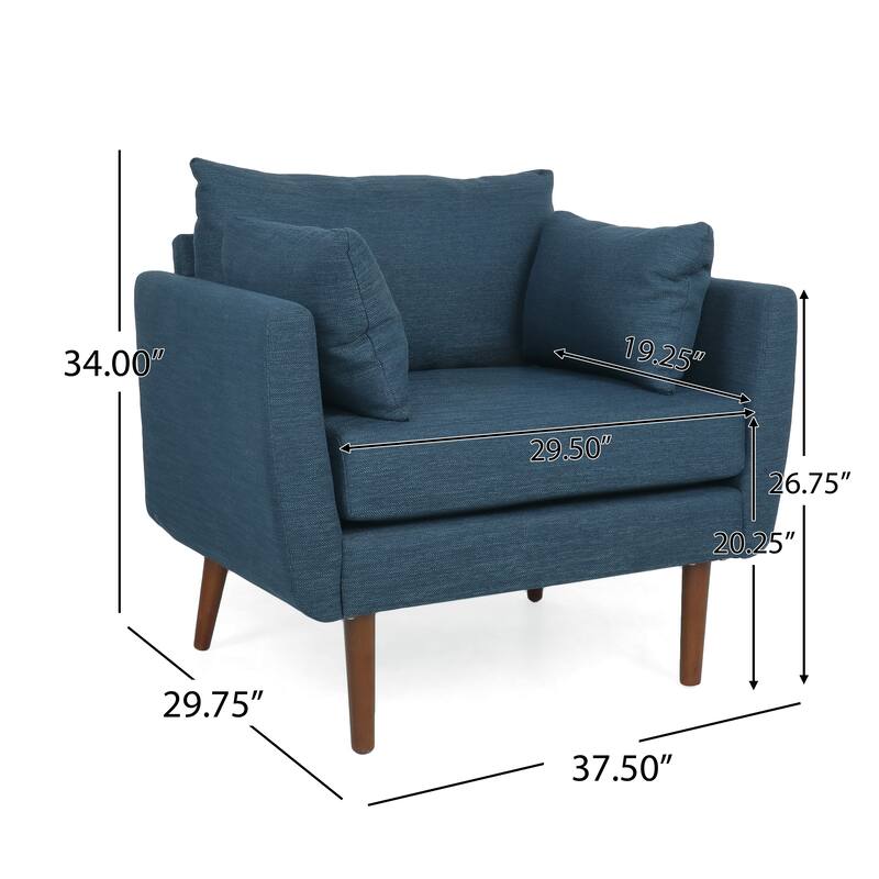 Roomfitters Modern Upholstered Accent Club Chair with Cushions, Mid-Century Supportive Lounge Seating