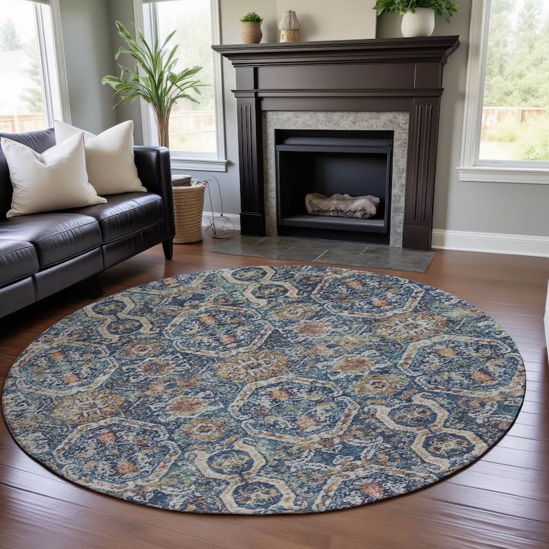 Premium Washable Super Soft Traditional Jane Mayfield Rug - Denim - 8' x 8'