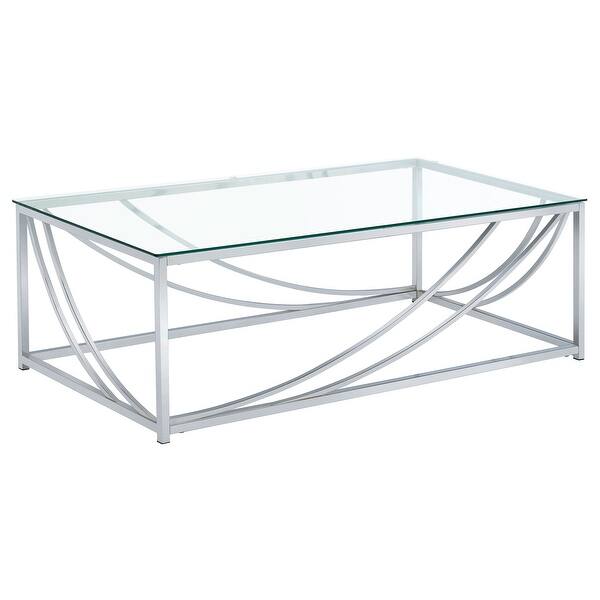 slide 2 of 5, Lille Rectangular Glass Top Coffee Table Chrome Glass - Chrome