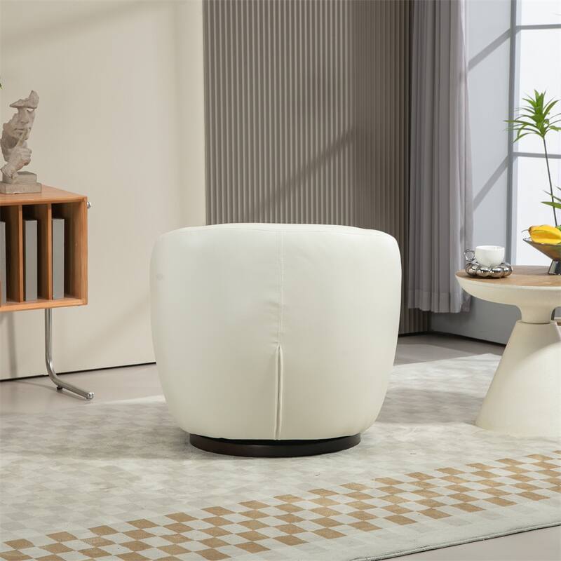 Upholstered Swivel Barrel Armchair with Storage and Metal Base