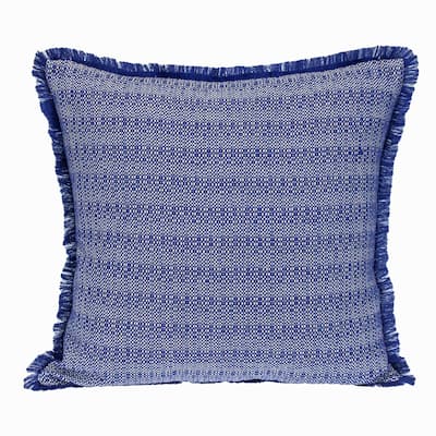 Striped Square Throw Pillow - 24" - Blue and Beige
