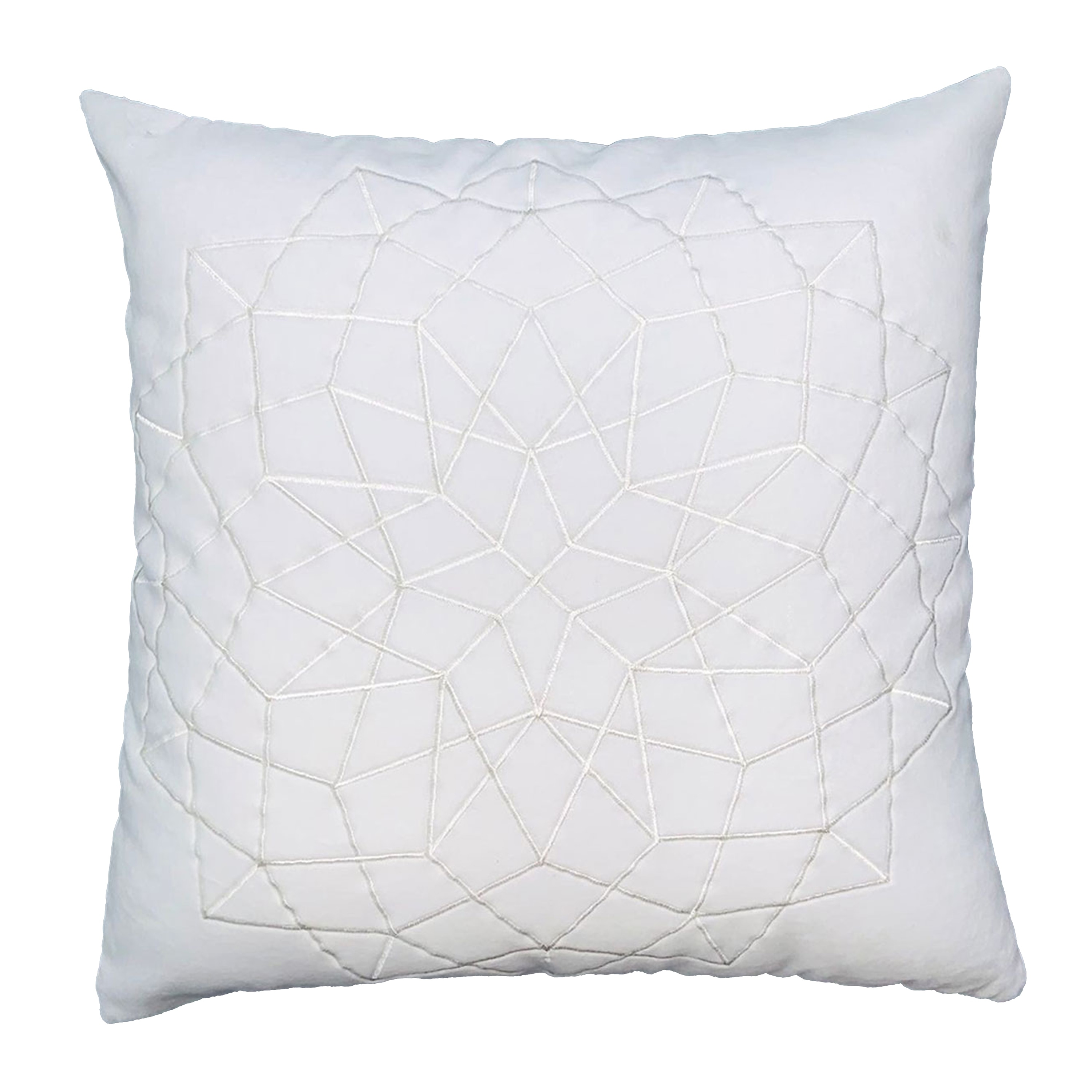 Geometric White Quilted Pillow Cover, 20x20