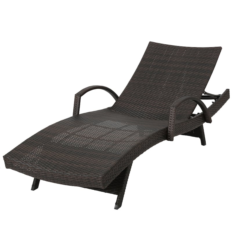 Toscana Wicker Outdoor Armed Chaise Lounge Chair (Set of 2) by Christopher Knight Home - 79.25"L x 27.50"W x 15.00"H