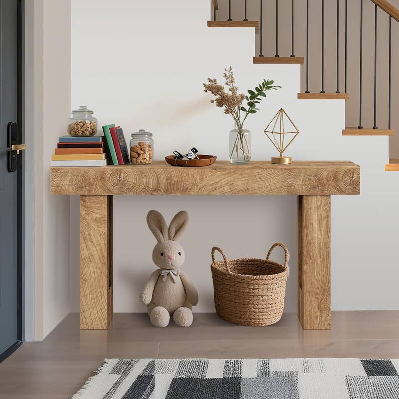 63" Rustic Farmhouse Console Table with Open Shelf