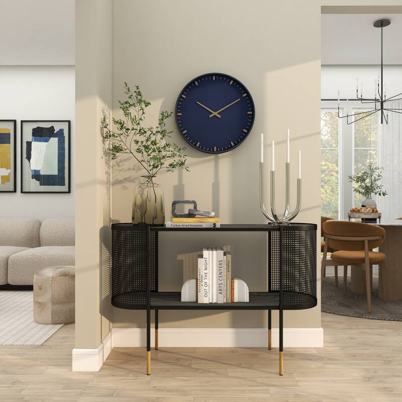 Dark Blue Glass Contemporary Wall Clock 20 x 20 x 3 - 20 x 3 x 20