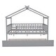 preview thumbnail 33 of 81, Wooden House Bed Frame with Trundle Bed
