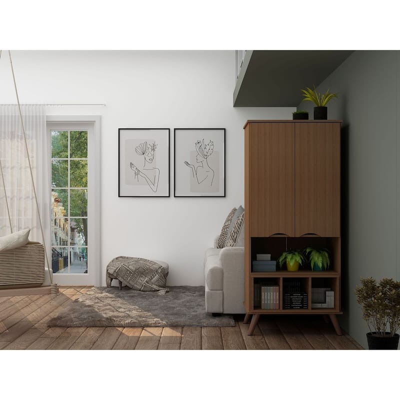 Manhattan Comfort Hampton Wood 6 Shelf Display Cabinet