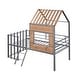 preview thumbnail 29 of 37, Metal House Bunk Bed with Roof and Guardrails, Twin Size