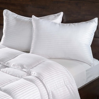 Superior Striped Microfiber Medium Density Pillow - White