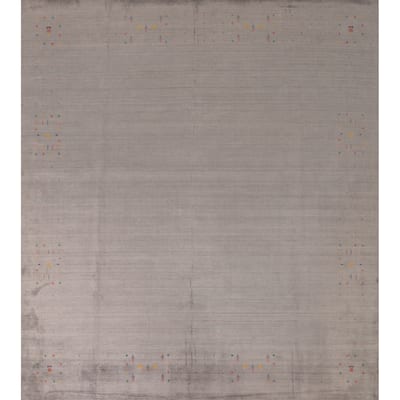 Gabbeh Oriental Area Rug Handmade Beige / Ivory Silk Carpet - 7'7"x 9'9"