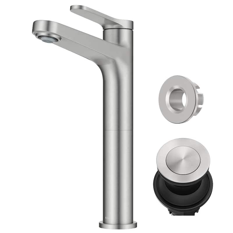 Kraus KVF-1410 Indy 1.2 GPM Vessel Single Hole Bathroom Faucet with - Spot Free Brushed Nickel