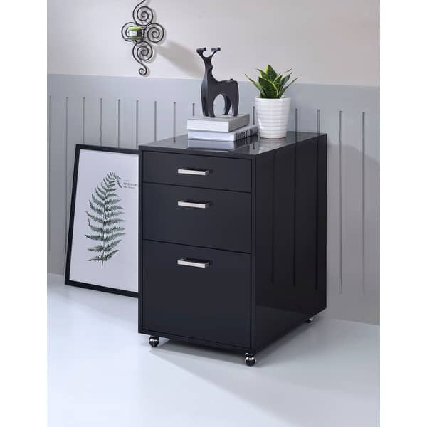 Black Wooden Filing Three Drawers Ideal for Home and Office
