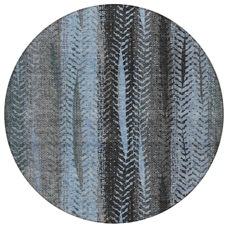HomeRoots Botanical Leaves Transitional Rectangle Outdoor Rug