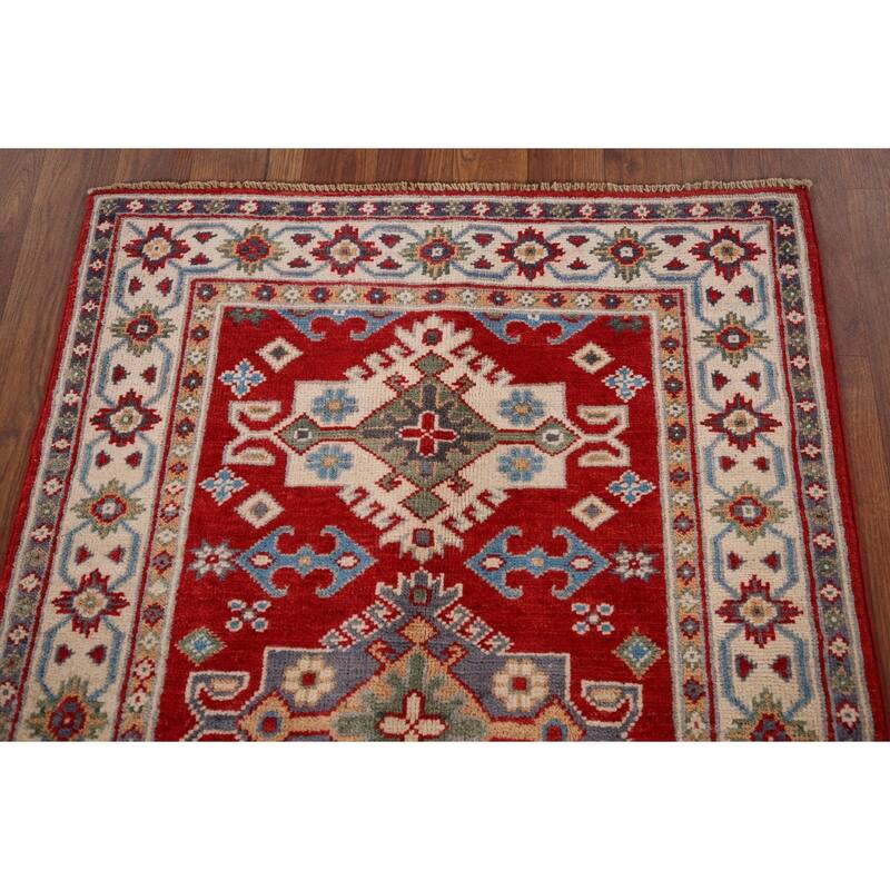 Red Kazak Accent Rug Hand-Knotted Wool Carpet - 2'6" x 3'10"
