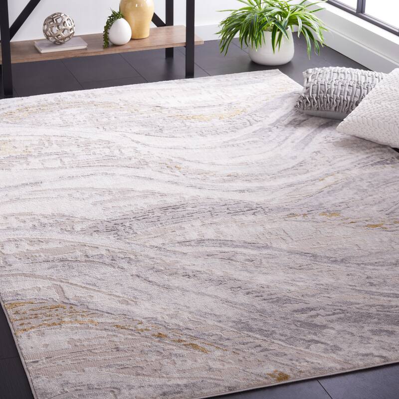 SAFAVIEH Palma Lovey Modern Abstract Rug - 5'3" x 7'6" - Beige/Light Grey