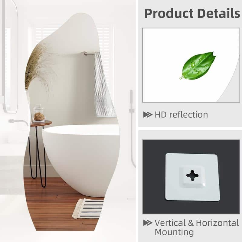 Irregular Cloud Frameless Wall Mirror Wall Mounted Modern Decorative Hanging for Bathroom Bedroom Living Room Entryway