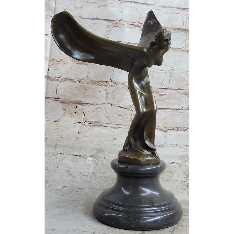 Spirit Of Ecstasy Rolls Royce Hood Ornament Bronze Statue Sculpture Figure 12 Inches X 8 Inches