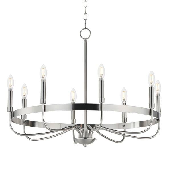 slide 2 of 10, Maxim 14498 Frankie 8 Light 29" Wide Taper Candle Style Chandelier Satin Nickel