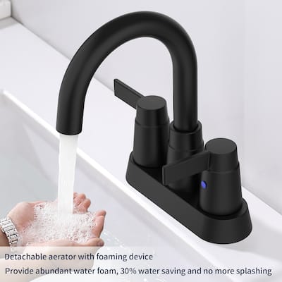 Modern 2 Handle 360 Degree Swivel Bathroom Sink Faucet with Aerator and Anti Drip Valve Core, Anti Fingerprint, Water Saving