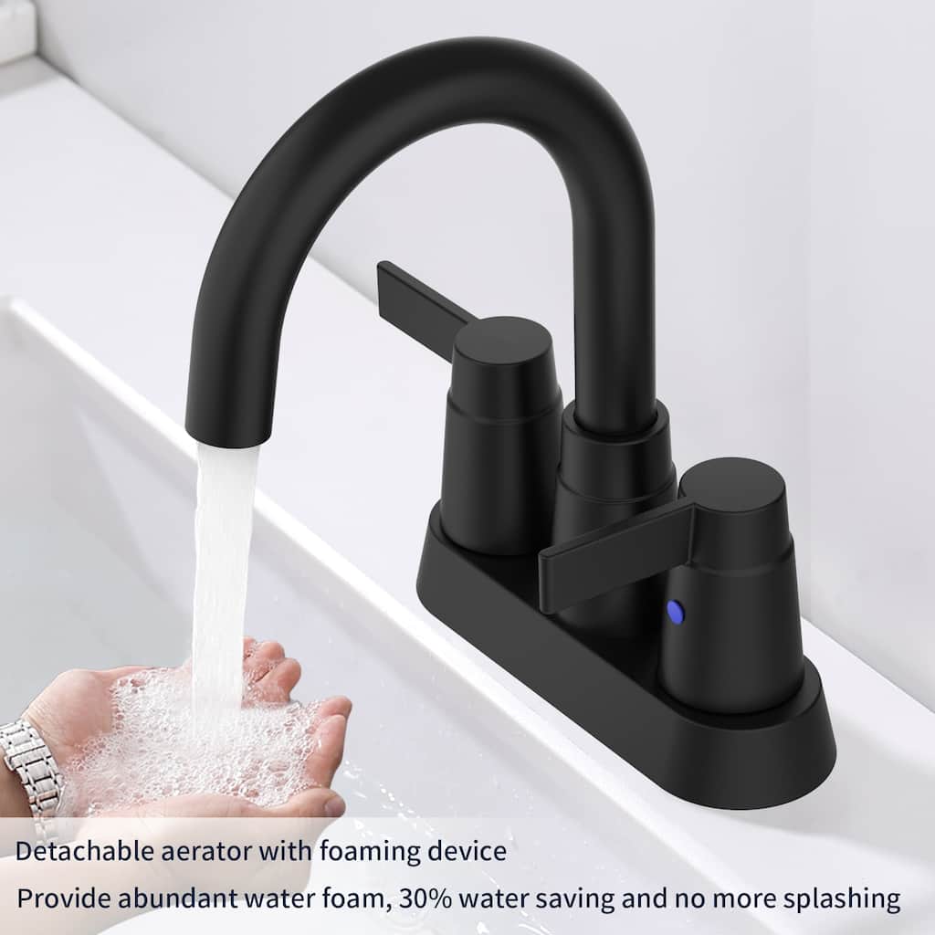 Modern 2 Handle 360 Degree Swivel Bathroom Sink Faucet with Aerator and Anti Drip Valve Core, Anti Fingerprint, Water Saving