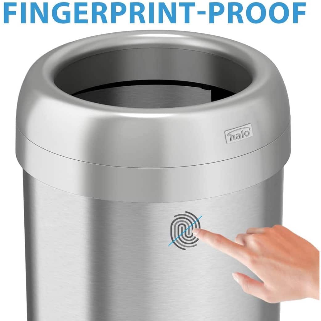 Halo Stainless Steel 16gallon DualDeodorizer Round Opentop Trash Can