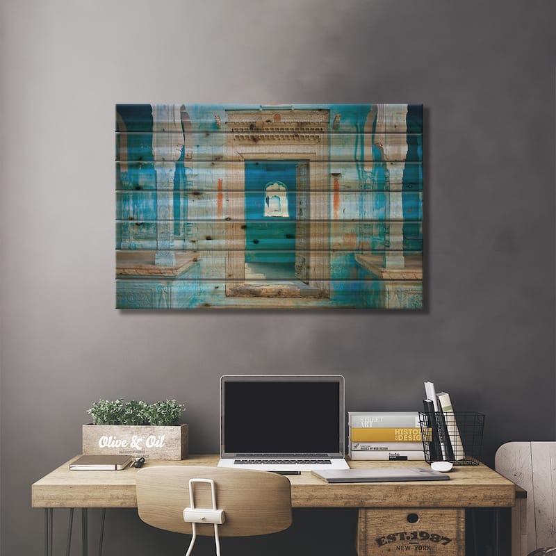 India, Rajasthan. Traditional house entrance. Print On Wood by Jaynes Gallery - Multi-Color
