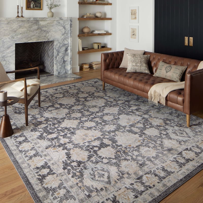 Alexander Home Marilyn Traditional Oriental Area Rug - 5' 3" x 7' 9" - Charcoal / Natural - Runner/Rectangle