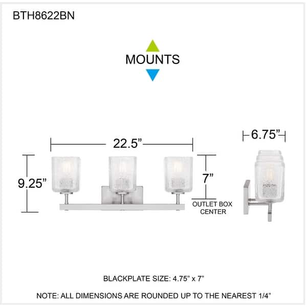 Brenthouse 3-Light Brushed Nickel Bath Light