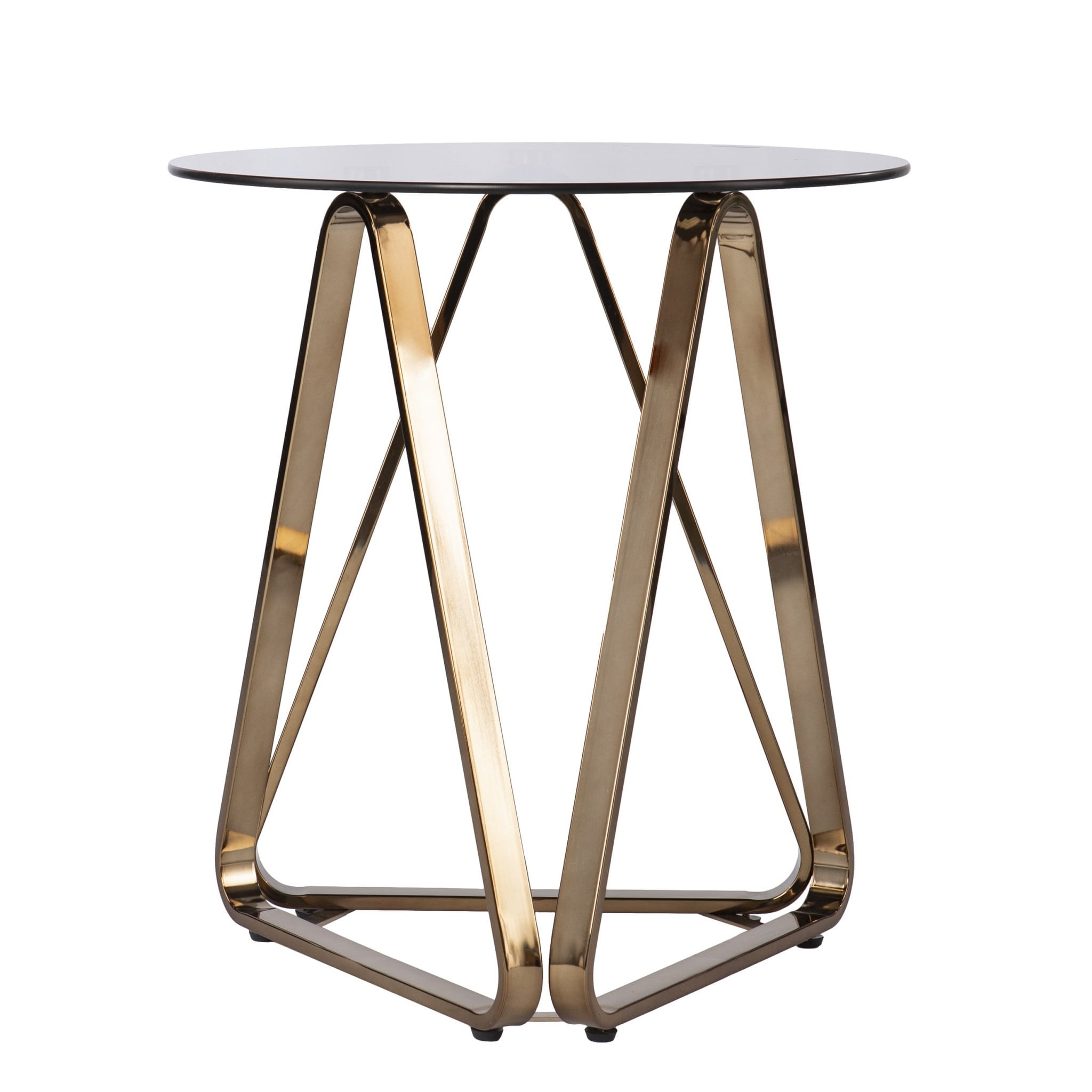 24" Champagne Glass And Iron Round End Table - 22x22x24.25