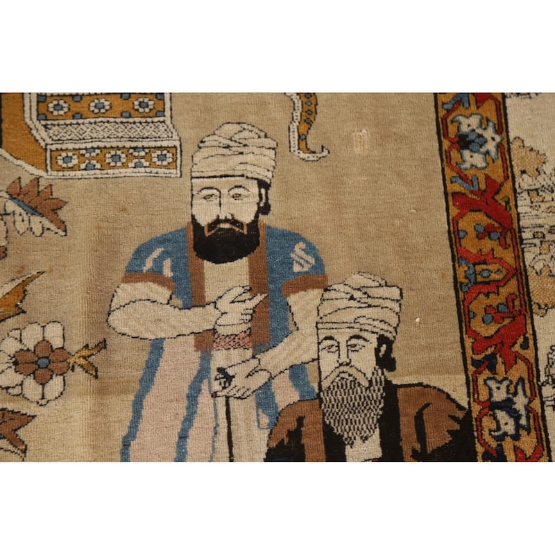 Pre-1900 Antique Vegetable Dye Kashan Mohtasham Persian Rug - 4'9"x 6'10"