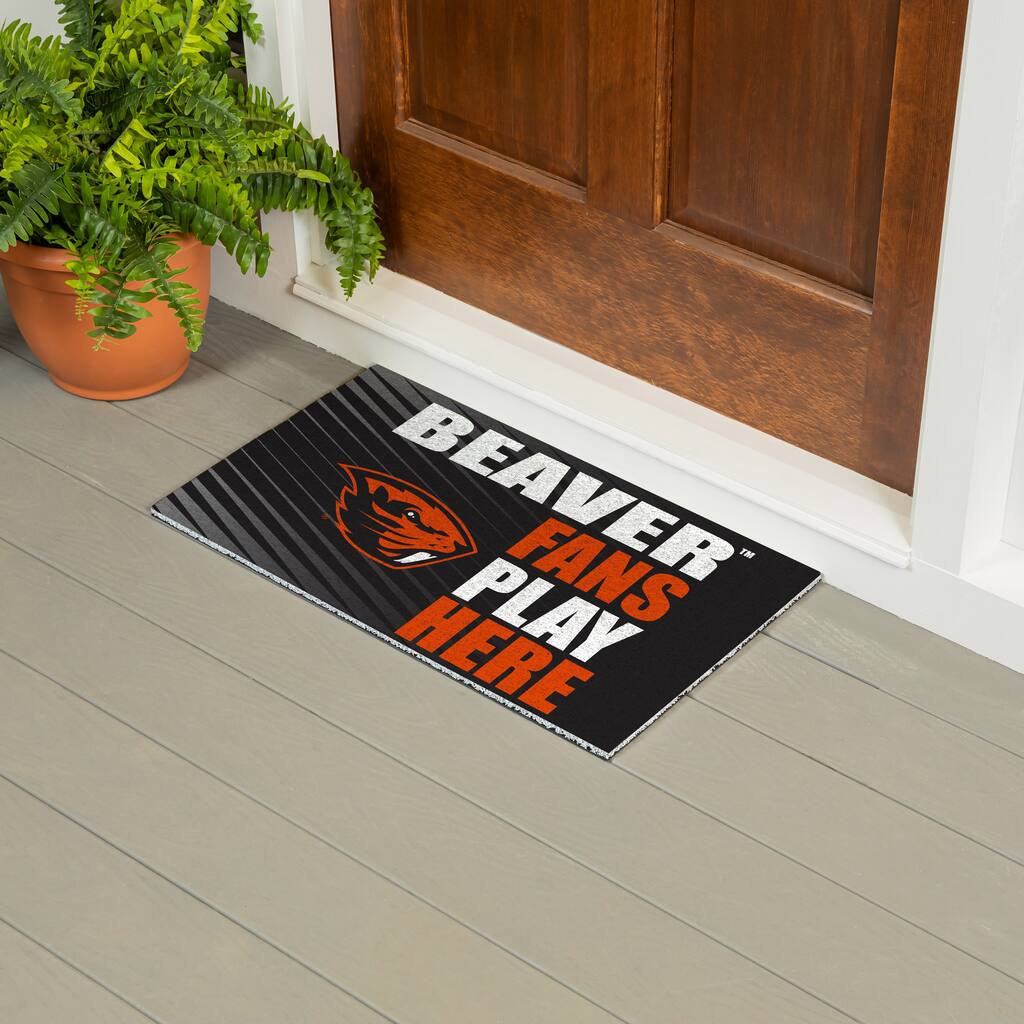 28 in. x 16 in. Oregon State University "Fans Play Here" PVC Door Mat