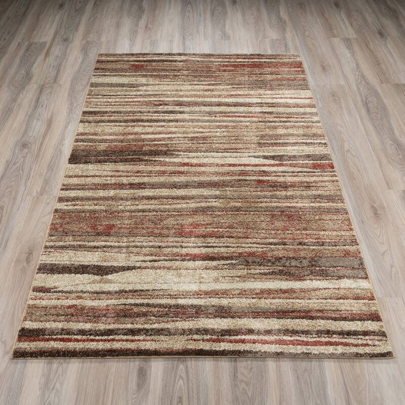 ADDISON Blair Abstract Striped Spice/Beige Area Rug (4'11"X7') - 4'11"X7'