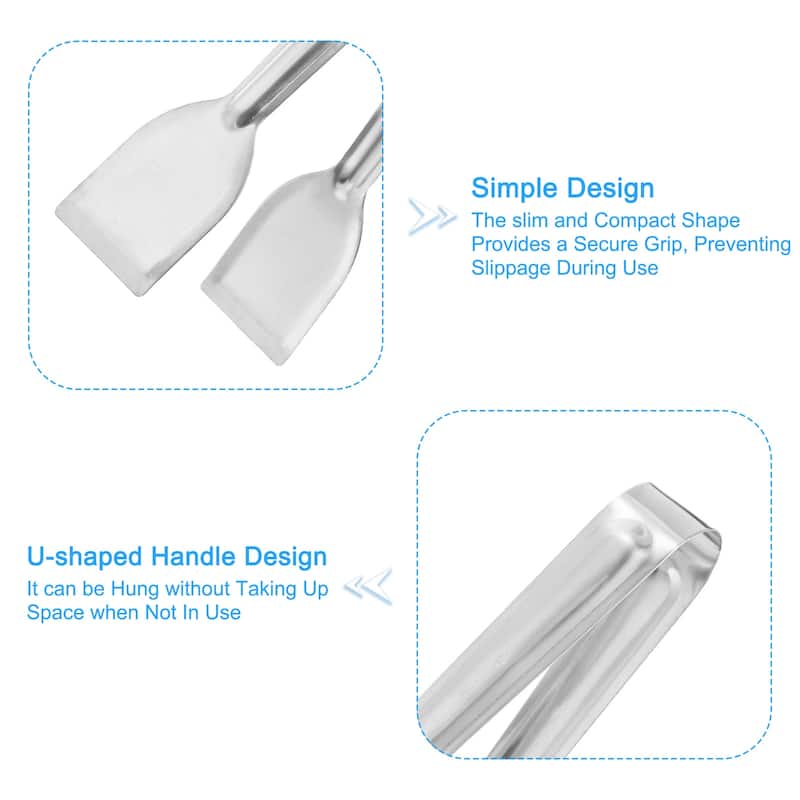 Serving Tongs, 8 Inch Stainless Steel Ice Tong for Bar, Cafe, Silver
