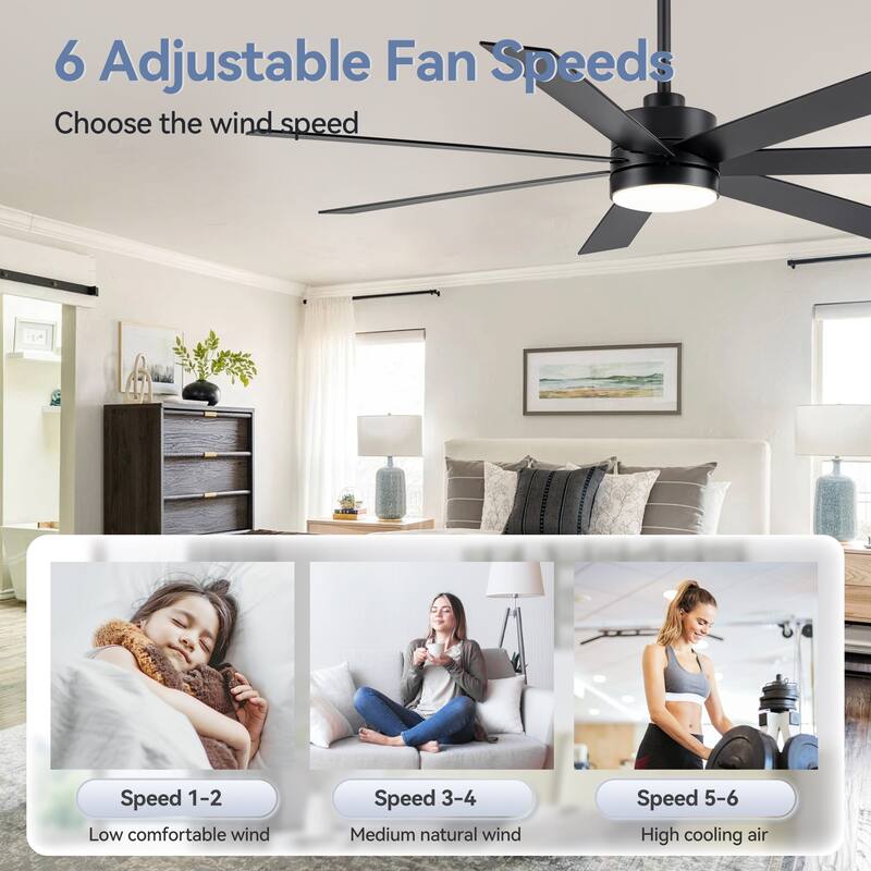 42/48/52/56/62-IN LED Ceiling Fan with Light Kit and Remote(5/7-Blade)