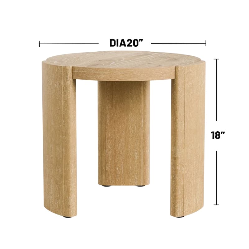 Wooden End Table with Plinth Base in Oak